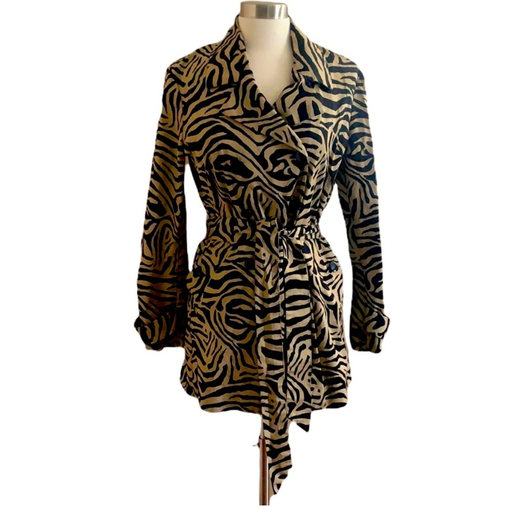 Dana Buchman Tan & Black Zebra Jacket with Belt